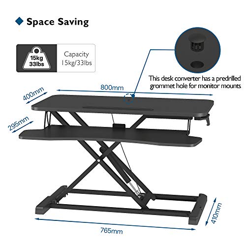 Birou reglabil BONTEC Sit-Stand 80x40 cm, ergonomic, negru