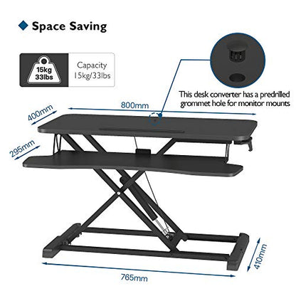 Birou reglabil BONTEC Sit-Stand 80x40 cm, ergonomic, negru