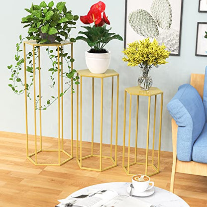 Set 3 suporturi cilindrice Wokceer Gold 90 cm pentru decor, ideale pentru petreceri, nunti sau living