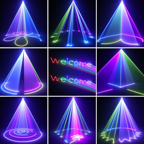 Glowingstage Lumina Disco Profesionala pentru Petreceri, Proiector 3D Animatii DIY cu Bluetooth App, DJ Disco Light cu DMX512 pentru Club, Bar, Halloween si Craciun