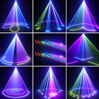 Glowingstage Lumina Disco Profesionala pentru Petreceri, Proiector 3D Animatii DIY cu Bluetooth App, DJ Disco Light cu DMX512 pentru Club, Bar, Halloween si Craciun