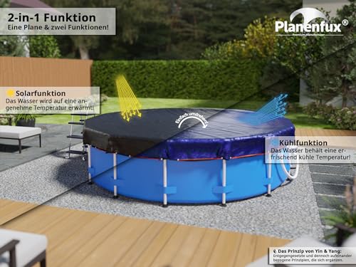 Prelata Piscina Rotunda Planenfux, pentru piscine cu diametru 550 cm, 2 in 1 Rezistenta UV, diametru 610 cm