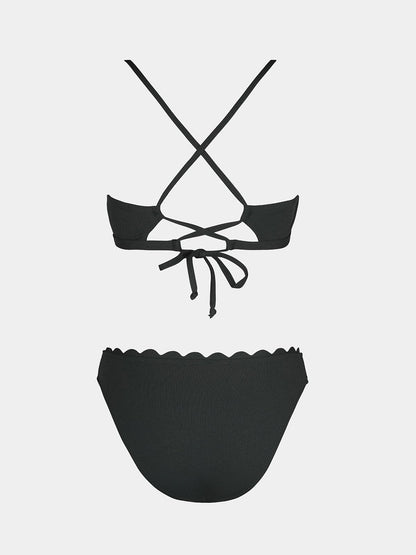 Costum de baie L - CUPSHE Bikini Set V Neck Crisscross Back