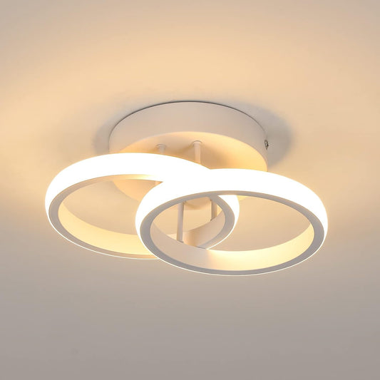 Goeco LED Ceiling Light, 2 Bulbs, Modern Round Design Ceiling Light, 3000 K Warm White Light, 22 W LED Lamp, Silicone Cover, LED Light for Living Room, Bedroom, Kitchen (White Model 1)