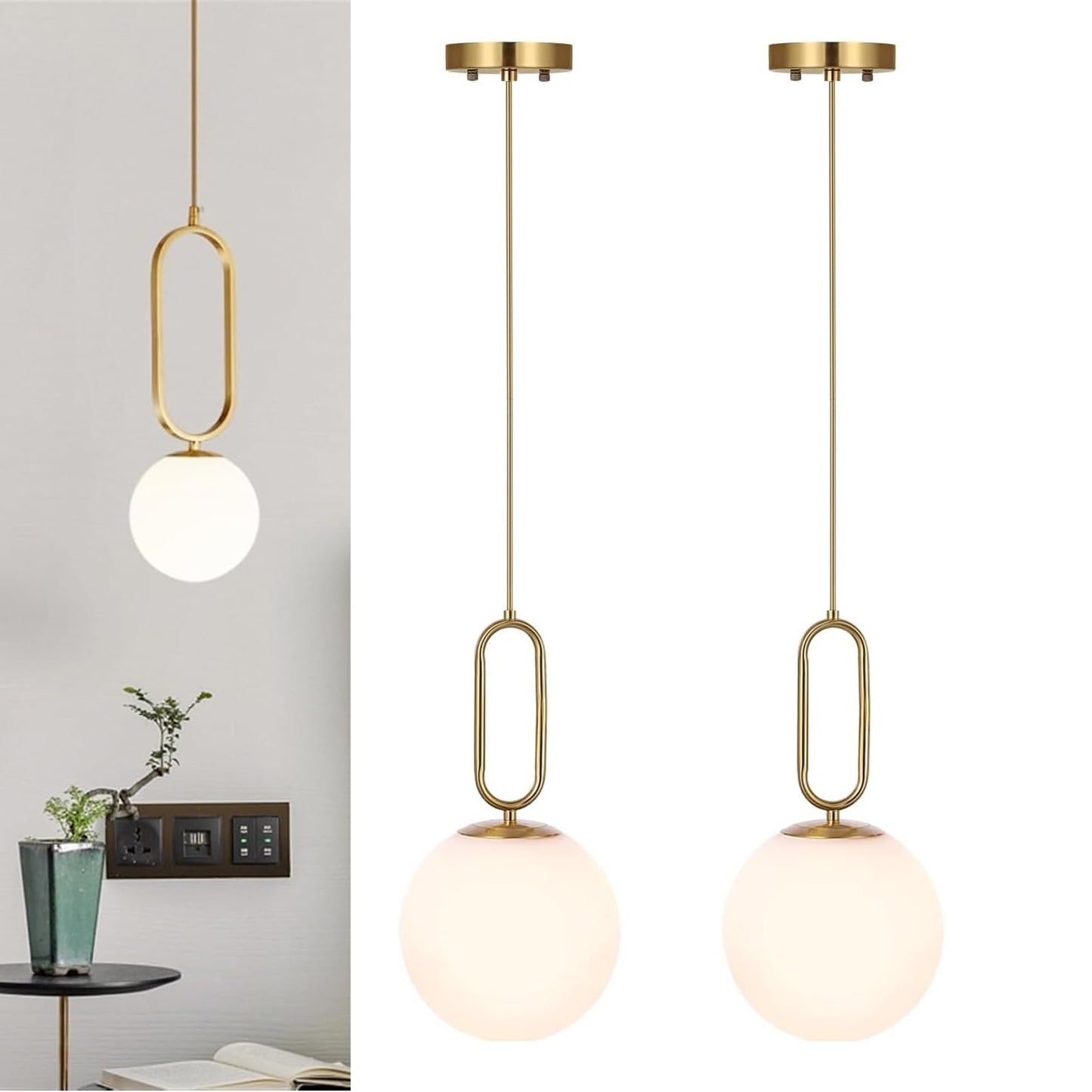 Lampa suspendata cu baterie + telecomanda, 10 culori - Aigostar, auriu
