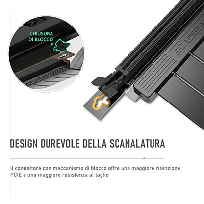 Cablu Riser PCIe 4.0 EZDIY-FAB Gen 4 16x Flexibil 20 cm Unghi Drept pentru Extensie GPU High-Speed
