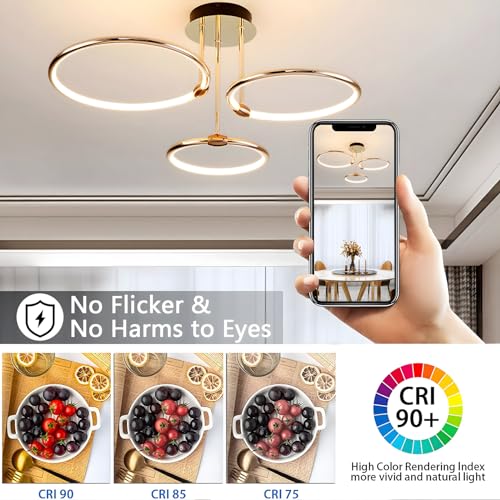 Plafoniera LED 3 inele Ø56cm 60W Lampa dimabila continuu