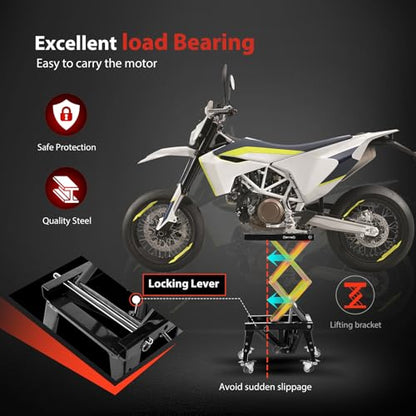 Cric foarfeca moto/ATV VIVOHOME 160kg, hidraulic, 4 roti stabile