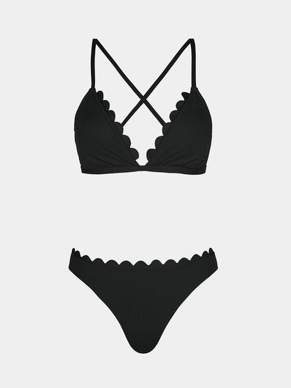 Costum de baie L - CUPSHE Bikini Set V Neck Crisscross Back