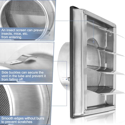 Grila aerisire Ø100mm 4 inch cu supapa sens 304 inox, anti-insecte