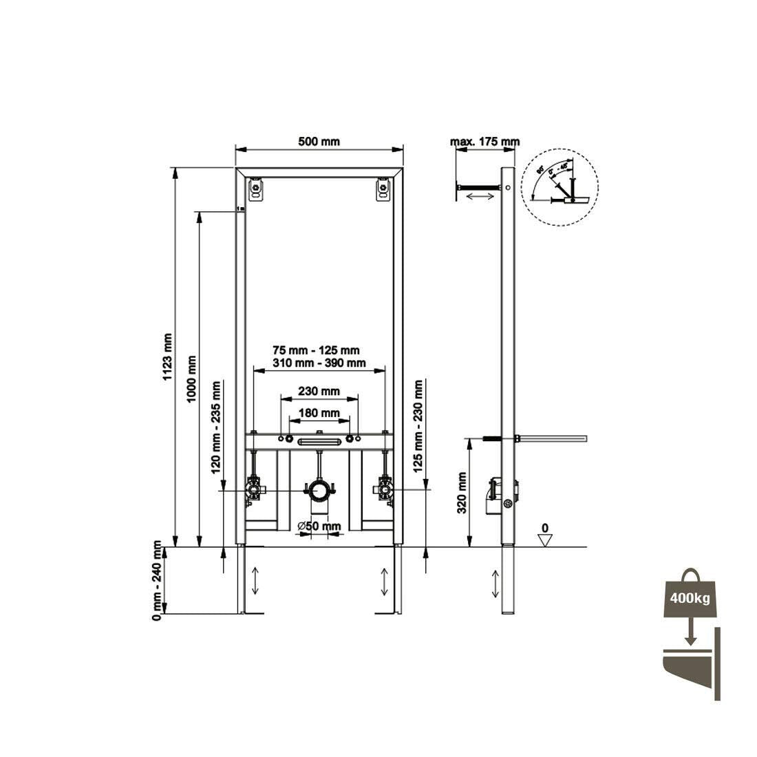 Cadru bideu Structio International 4260438830259 montaj perete PVC