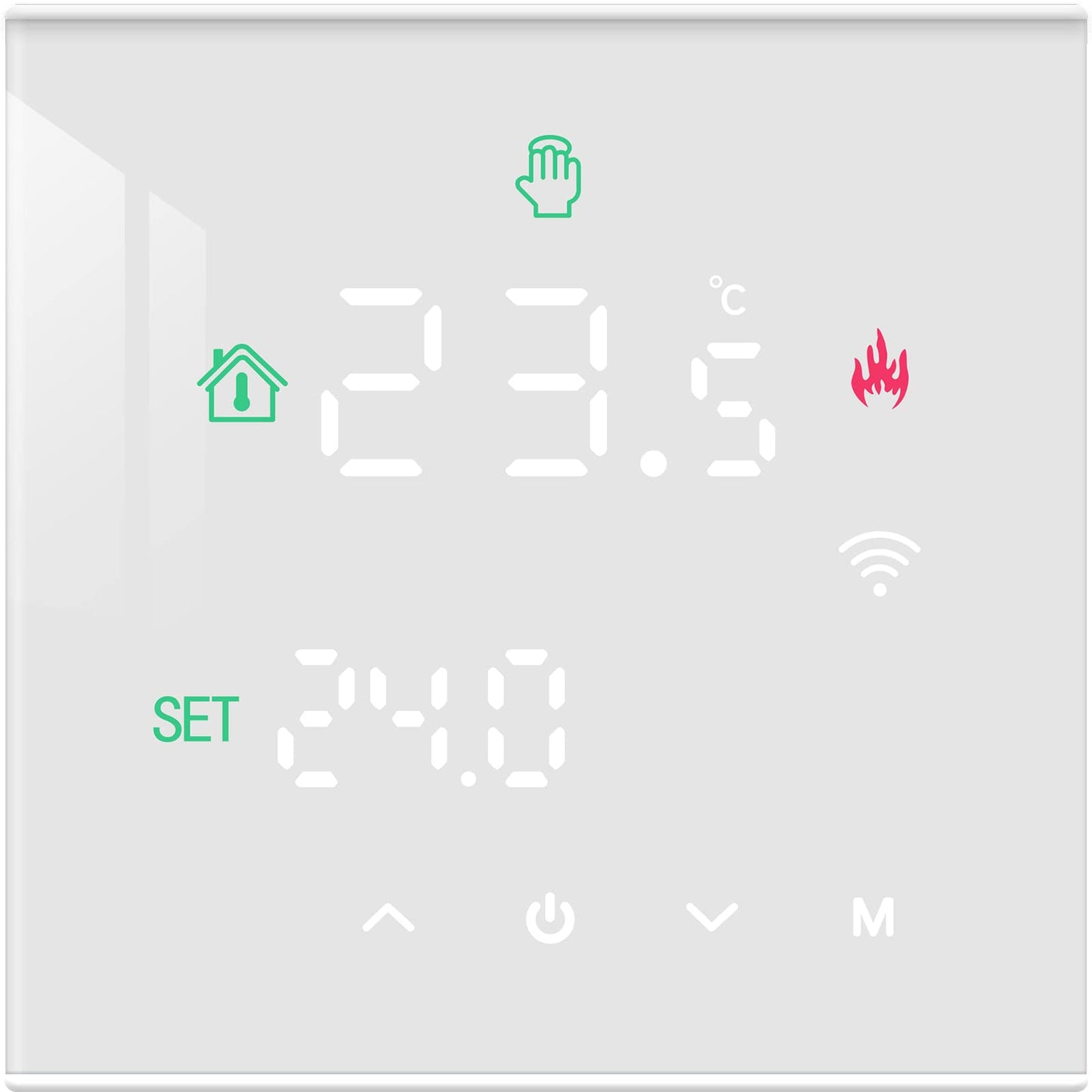 Termostat inteligent Beok WiFi pentru centrala termica, control Tuya, programabil, termostat digital wireless cu ecran tactil LCD, montaj pe perete, TGW60W-WIFI-WPB, alb