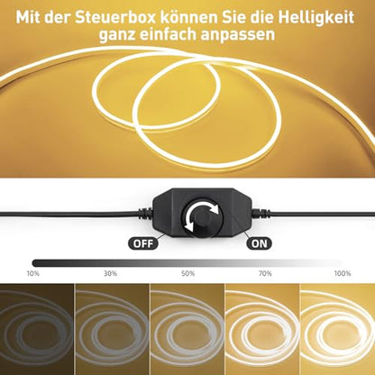 Neon LED Strip 10 m ELOUYCKE + dimmable, warm white, waterproof silicon