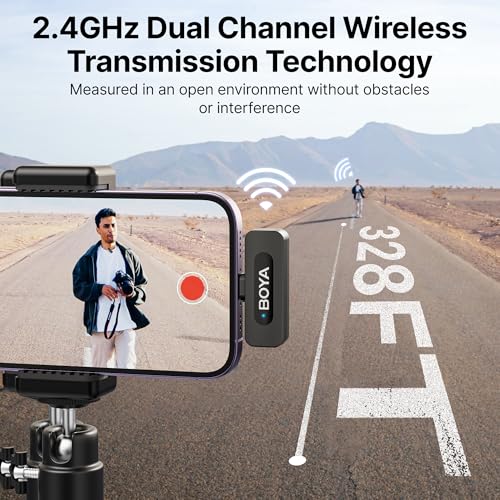 Microfon lavaliera wireless BY-V3 BOYA pentru iPhone, raza 100m, 2.4GHz