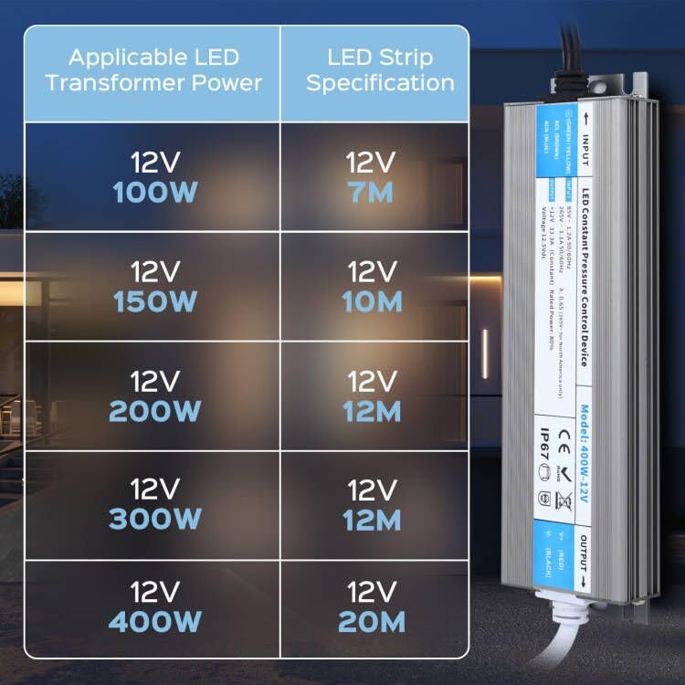 Transformator 220V-12V 300W IP67 25A cu mufa - BRIMETI, exterior