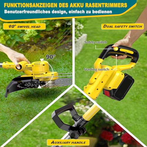 Motocoasa Electrica Trimmer iarba cu acumulator Fiutazge, brushless, 2x4.0Ah, 5 lame