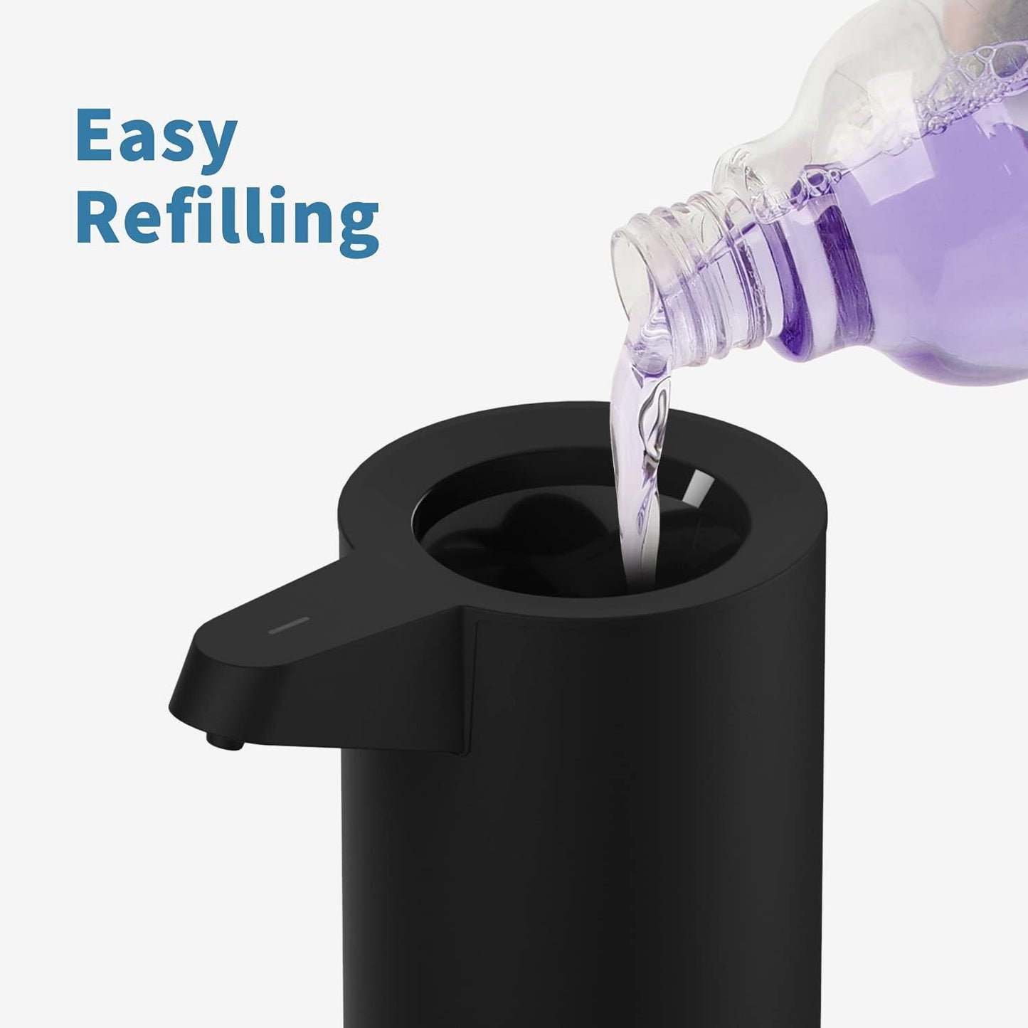 AIKE AK1333 280ml/9.5oz Automatic Soap Dispenser USB Rechargeable, Stainless Steel Soap Dispenser, Touchless Hand Soap Dispenser Liquid for Bathroom and Kitchen Matte Black
