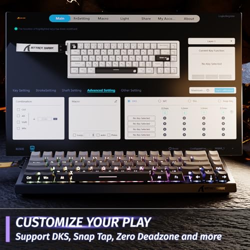Tastatura gaming 60% X68 HE ATTACK SHARK, 8000Hz, Rapid Trigger, RGB