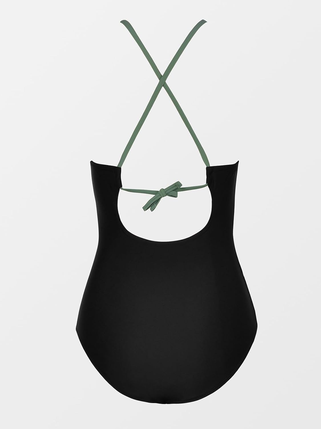 Costum de baie dama CUPSHE cu guler inalt, decupaje decorative si volane, marimea S, negru/verde