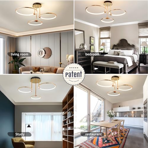 Plafoniera LED 3 inele Ø56cm 60W Lampa dimabila continuu