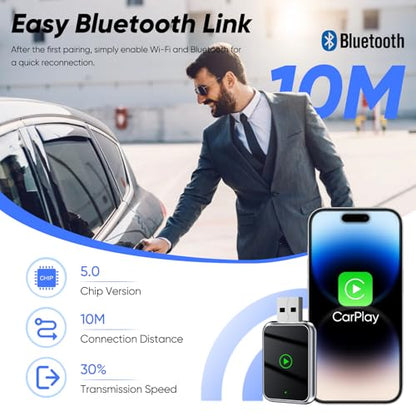 LORESJOY Adaptor CarPlay Wireless - iOS 9+ - conectare fara cablu rapida