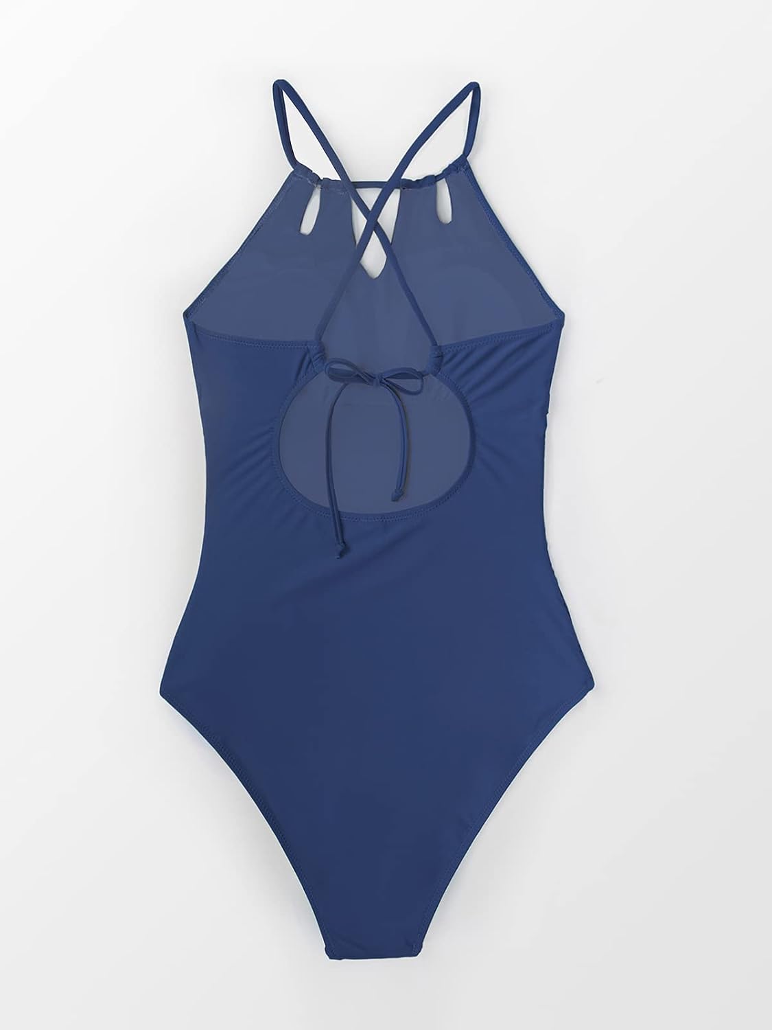 Costum de baie dama CUPSHE cu guler inalt, decupaje decorative si volane, marimea S, Yale Blue