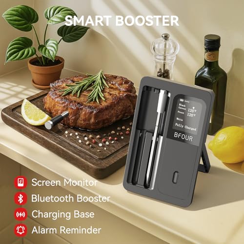 Termometru carne wireless cu 2 sonde impermeabile BFOUR + afisaj LCD