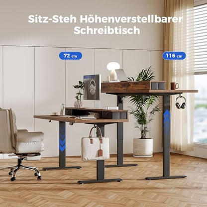 Birou electric reglabil pe inaltime 140x60 cm Agilestic + 2 sertare, memorie