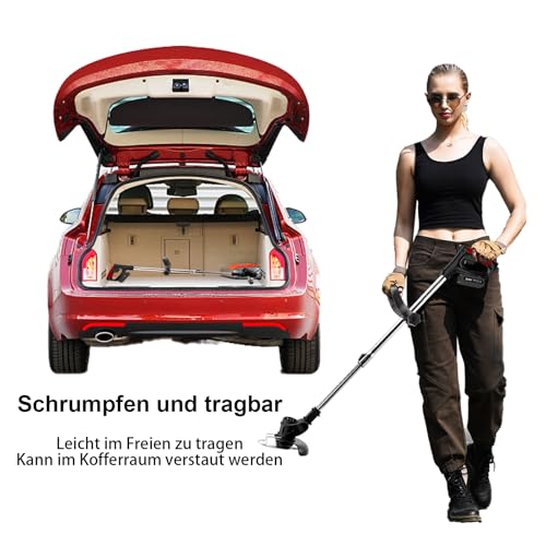 Trimmer iarba pe acumulator SMILOVII, 2x2000mAh, 16 lame, taiere precisa