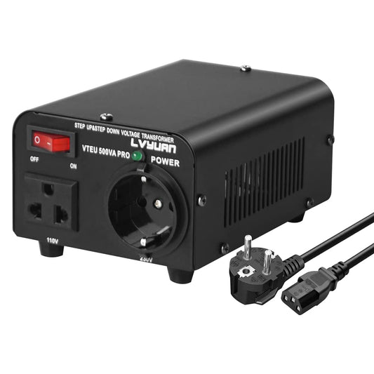 Cantonape 500 W Voltage Converter, 230 V to 110 V USA Voltage Converter Toroidal Core Transformer 500VA Pro - In: 110 V or 220 V / Out: 110 V and 220 V