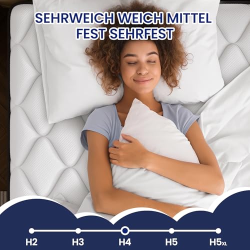 Saltea cu arcuri individuale BedStory 160x200 cm, 31 cm grosime, ortopedica, fermitate H3/H4, alba