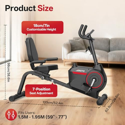 Bicicleta fitness recumbent JH30 JOROTO, Bluetooth, rezistenta magnetica