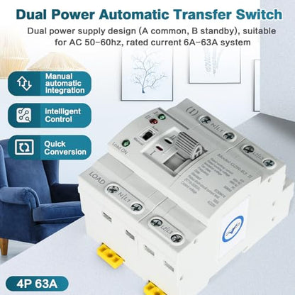 Comutator de Transfer Automat ATS G2R 4P 63A DIN Rail 220V DEWIN