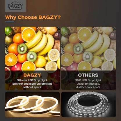 Banda LED Neon 20 m 3000K Alb Cald BAGZY, IP65, 230V, 120 LED/m, flexibila DIY