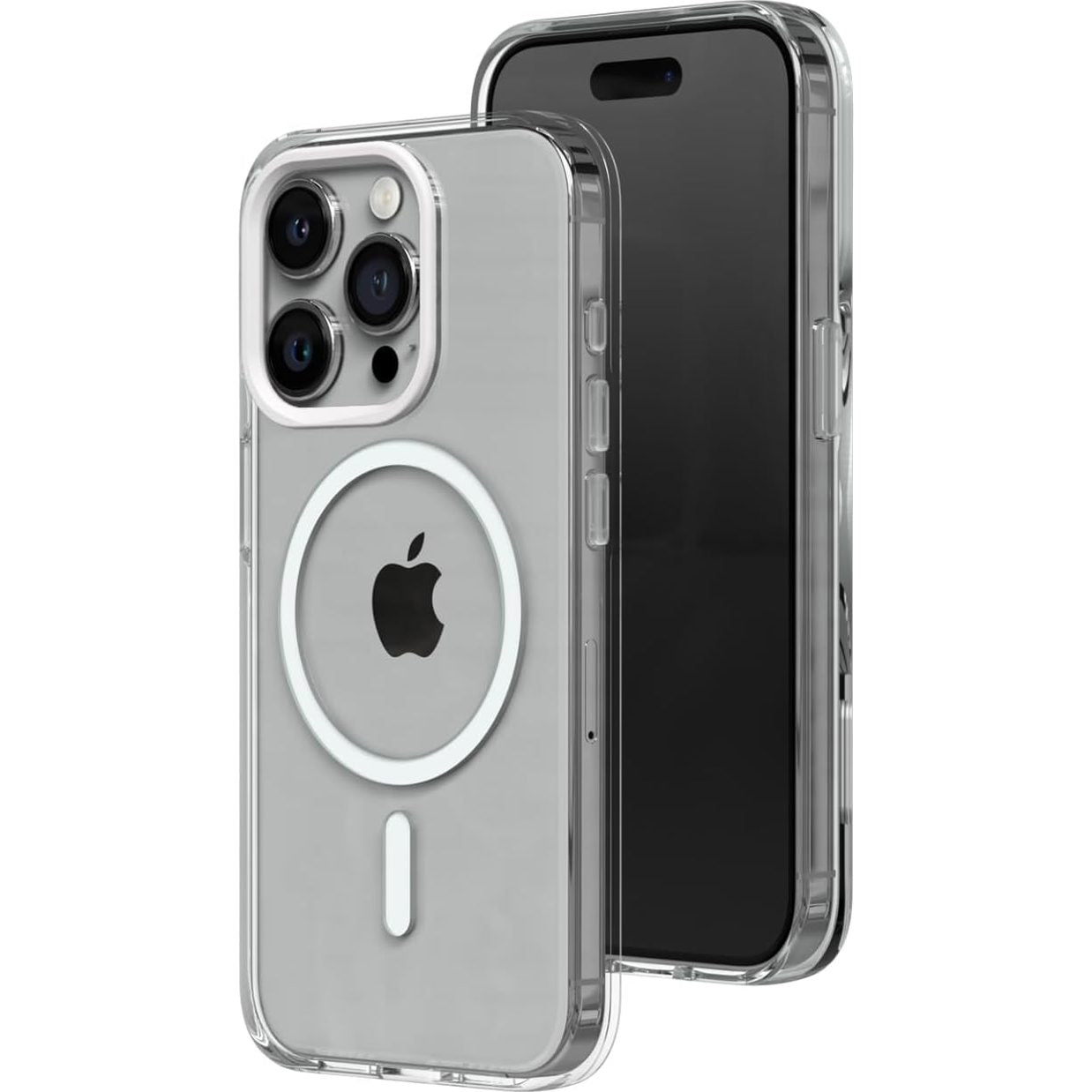 RHINOSHIELD Clear Case Compatible with Magsafe for [iPhone 15 Pro Max] | Superior Magnetic, Advanced Yellowing Resistance, Crystal Clear, Protective Clear Phone Case - White Camera Ring