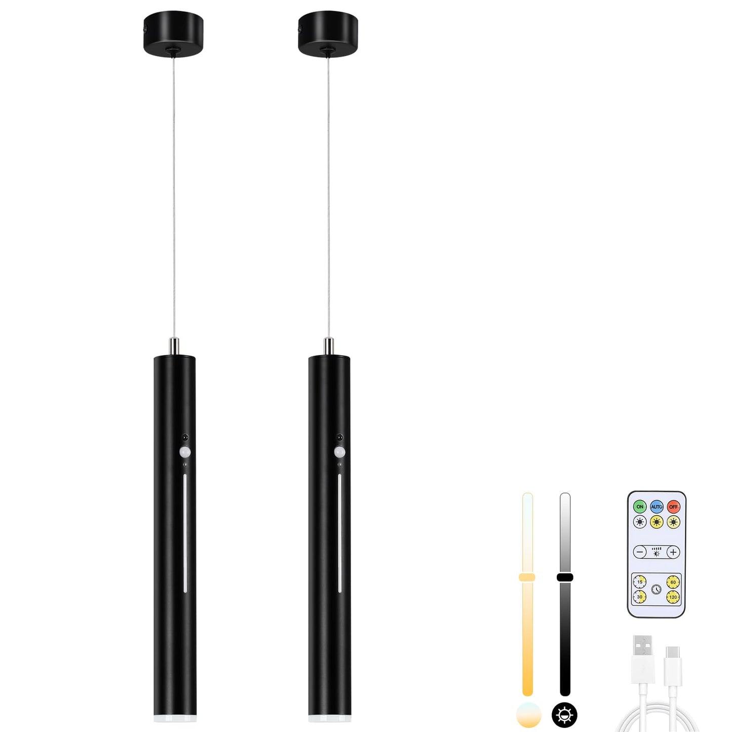 Set 2 lampi pendul led cu baterie 5000 mAh, fara cabluri