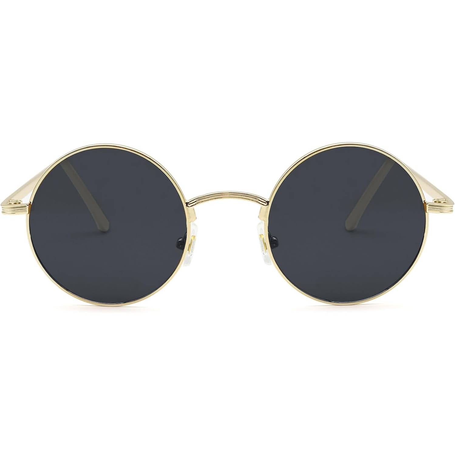 HWYYLX Retro Round Polarized Sunglasses For Men Women, Vintage 60s Lennon style Hippie Sunglasses, UV400 Protection Trendy Carnival Circle Sun Glasses
