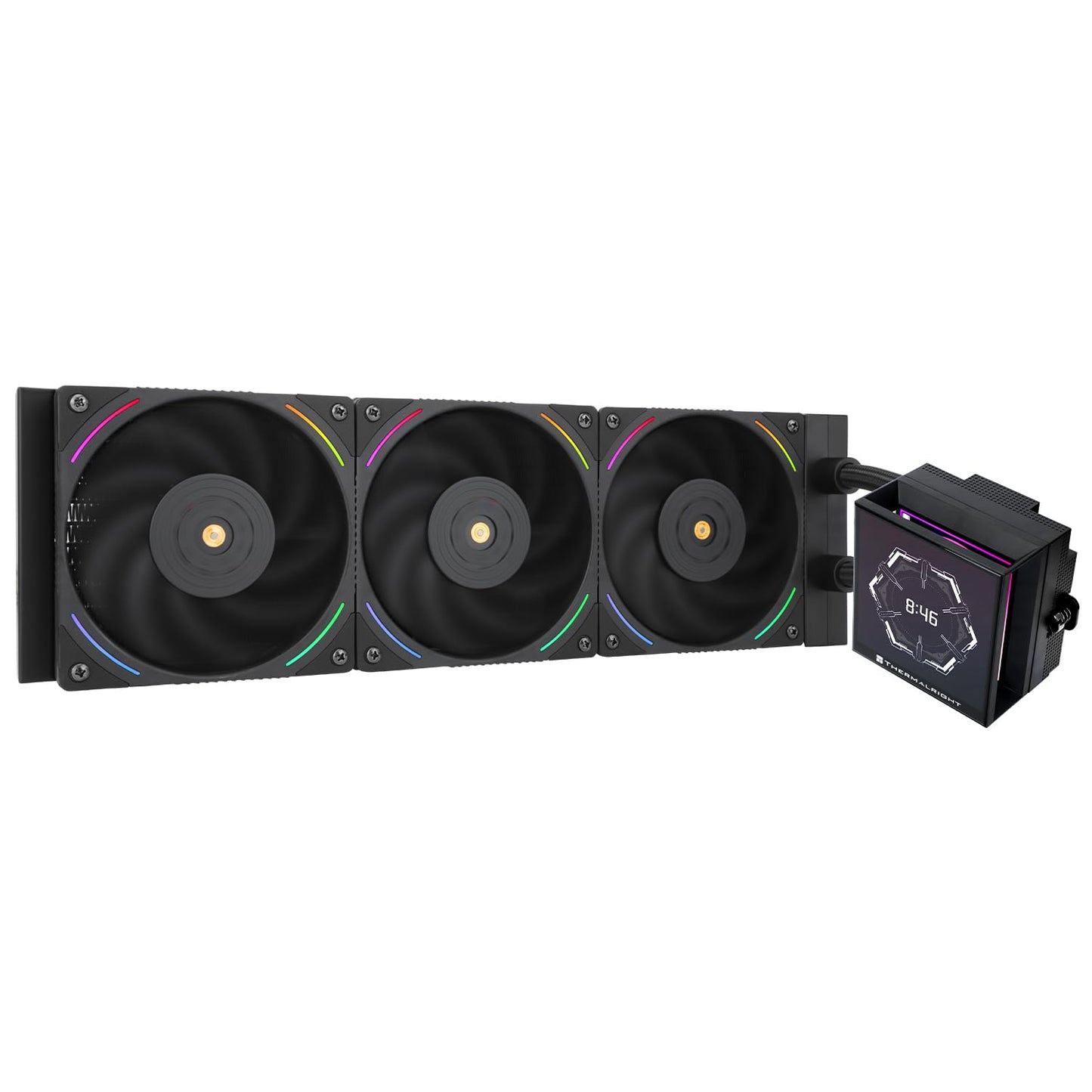 Thermalright Hyper Vision 360 ARGB Black AIO CPU Liquid Cooler,IPS LCD Screen with 480x480 Resolution,for AM5/Intel LGA1851/1700,3.95in Magnet-Absorbent LCD Screen for Images,Black CPU Water Cooling