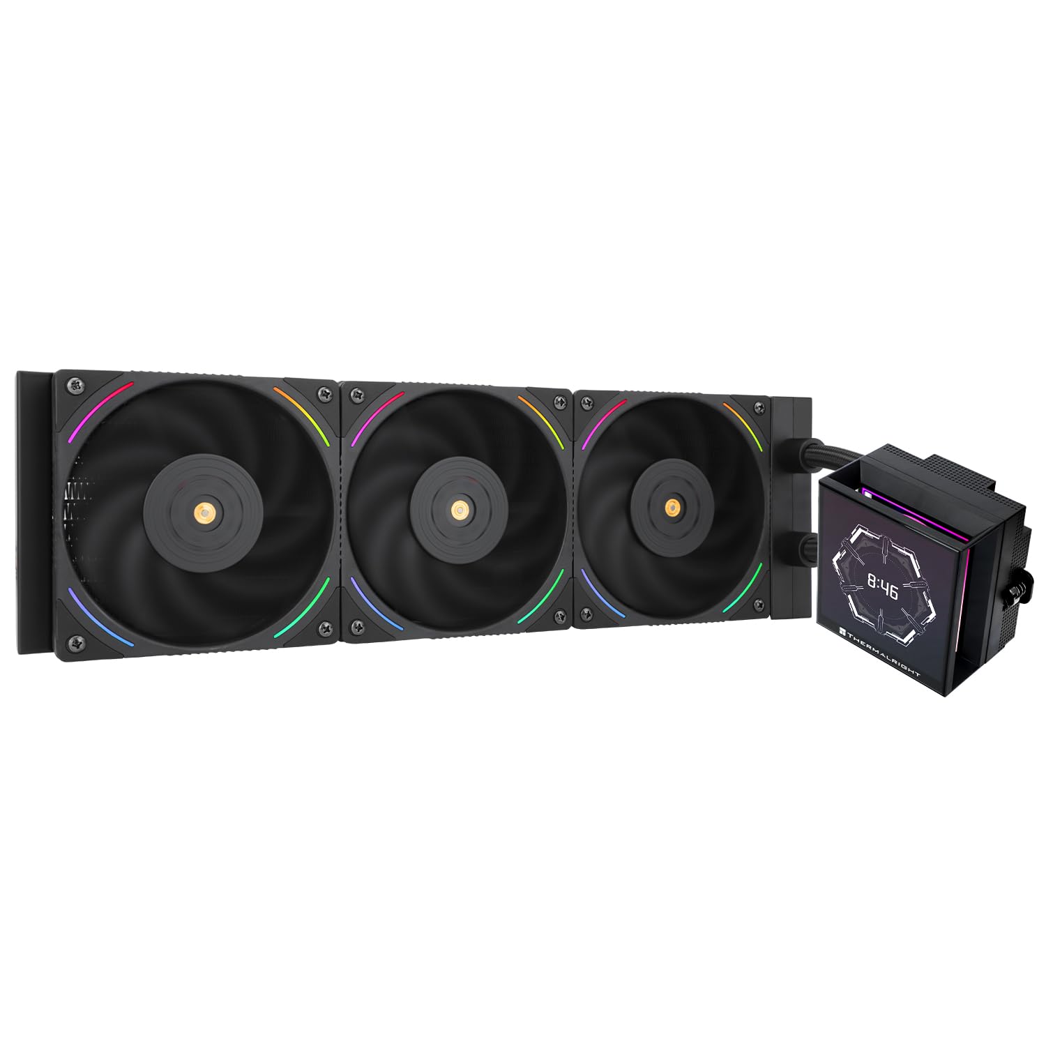 Thermalright Hyper Vision 360 ARGB Black AIO CPU Liquid Cooler,IPS LCD Screen with 480x480 Resolution,for AM5/Intel LGA1851/1700,3.95in Magnet-Absorbent LCD Screen for Images,Black CPU Water Cooling