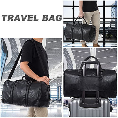 Geanta de calatorie din piele impermeabila, compartiment mare carry-on