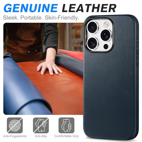 Husa iPhone 16 Pro 6.3 SHIELDON piele MagSafe, butoane metal, slim