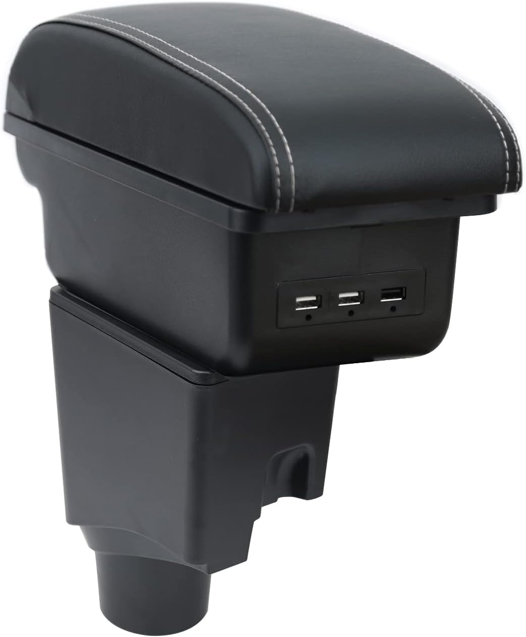 Car Accessory Armrest for Toyota Yaris Armrests 2015-2021 Double Layer Armrest Black Leather with White Lines