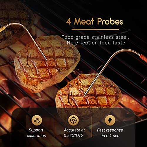 Termometru BBQ 4 sonde Bluetooth Wi-Fi INKBIRD cu app, alarme si timer
