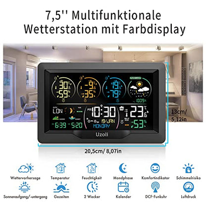 Statie meteo wireless EM3390 Uzoli cu 3 senzori, DCF, prognoza
