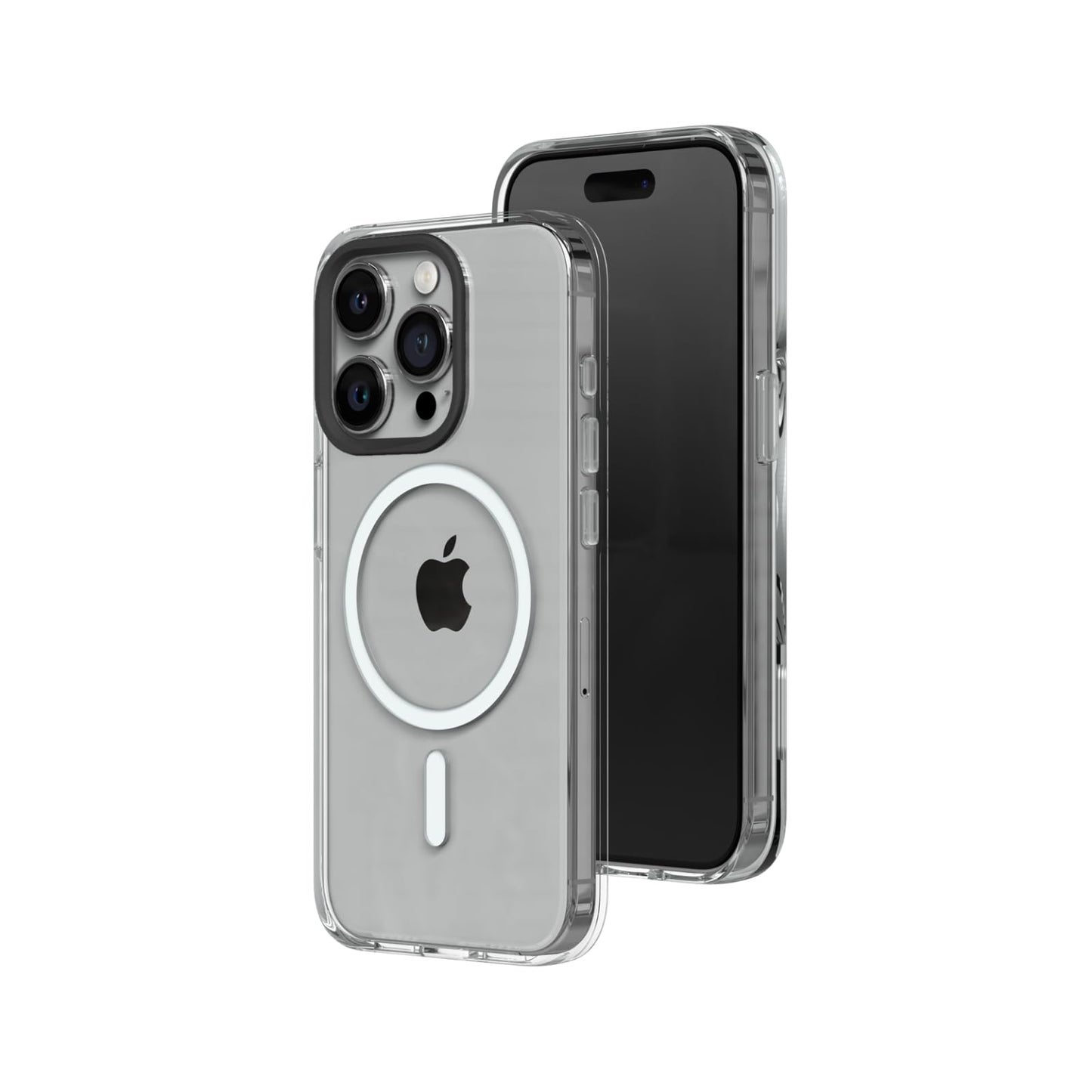 RHINOSHIELD Clear Case Compatible with Magsafe for [iPhone 15 Pro Max] | Superior Magnetic, Advanced Yellowing Resistance, Crystal Clear, Protective Clear Phone Case - White Camera Ring