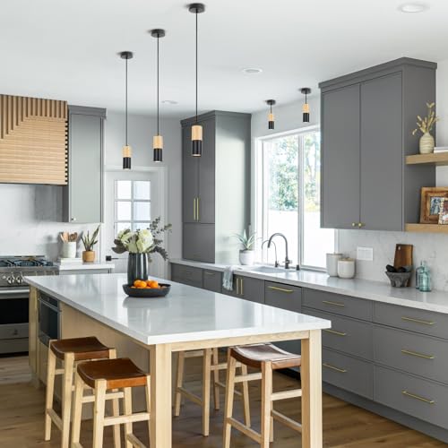 Lampa suspendata LED, Set 3 pendule VONCI, 3 becuri GU10 incluse, Ideala pentru Dormitor, Living, 20 cm, Negru