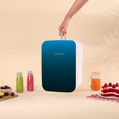 Mini frigider Cecotec Bolero MiniCooling 10 L Bahamas, albastru, 12 V-220 V, pentru masina si rulota, cu racire si incalzire 7-65°C