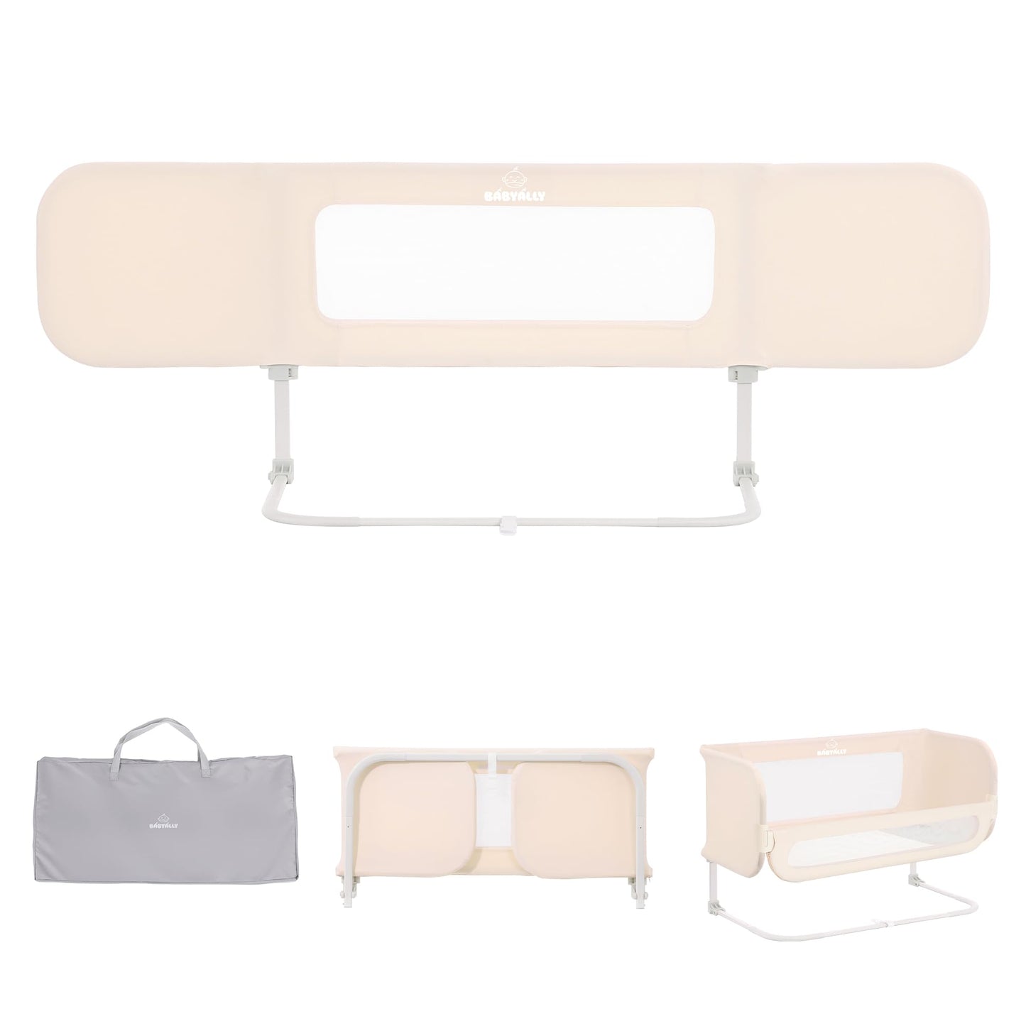 Protectie pat BabyAlly TA12-G 2 in 1 pliabila 185 cm crem