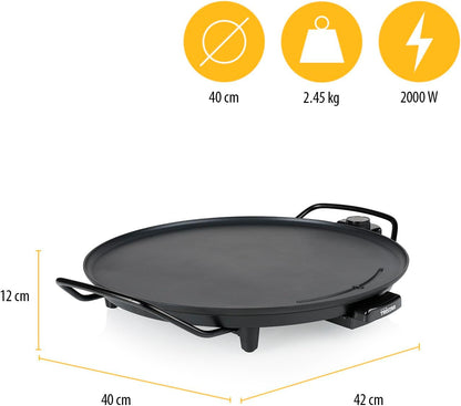 Plita grill Tristar BP-2787, diametru 40 cm, 2000 W, neagra