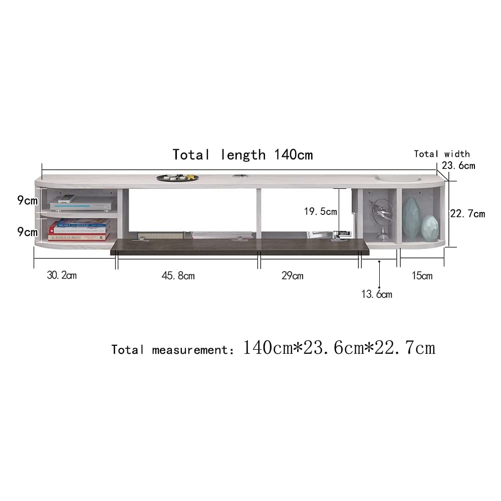Comoda TV de perete din lemn Pmnianhua 140 cm Lemn Gri-Alb Modern